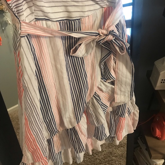 Striped Ruffle Wrap Dress - Picture 3 of 4